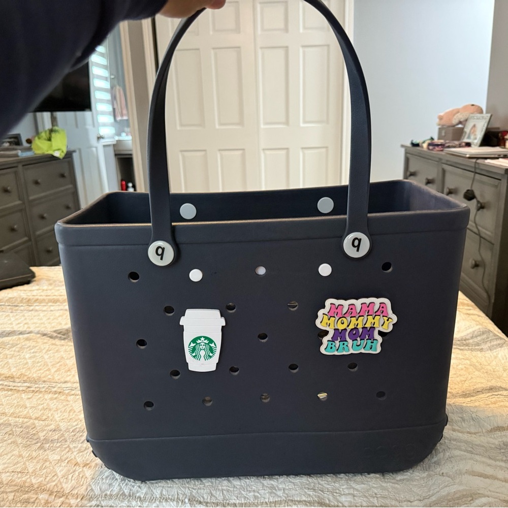 BOGG BAG Navy Tote with Fun Charms